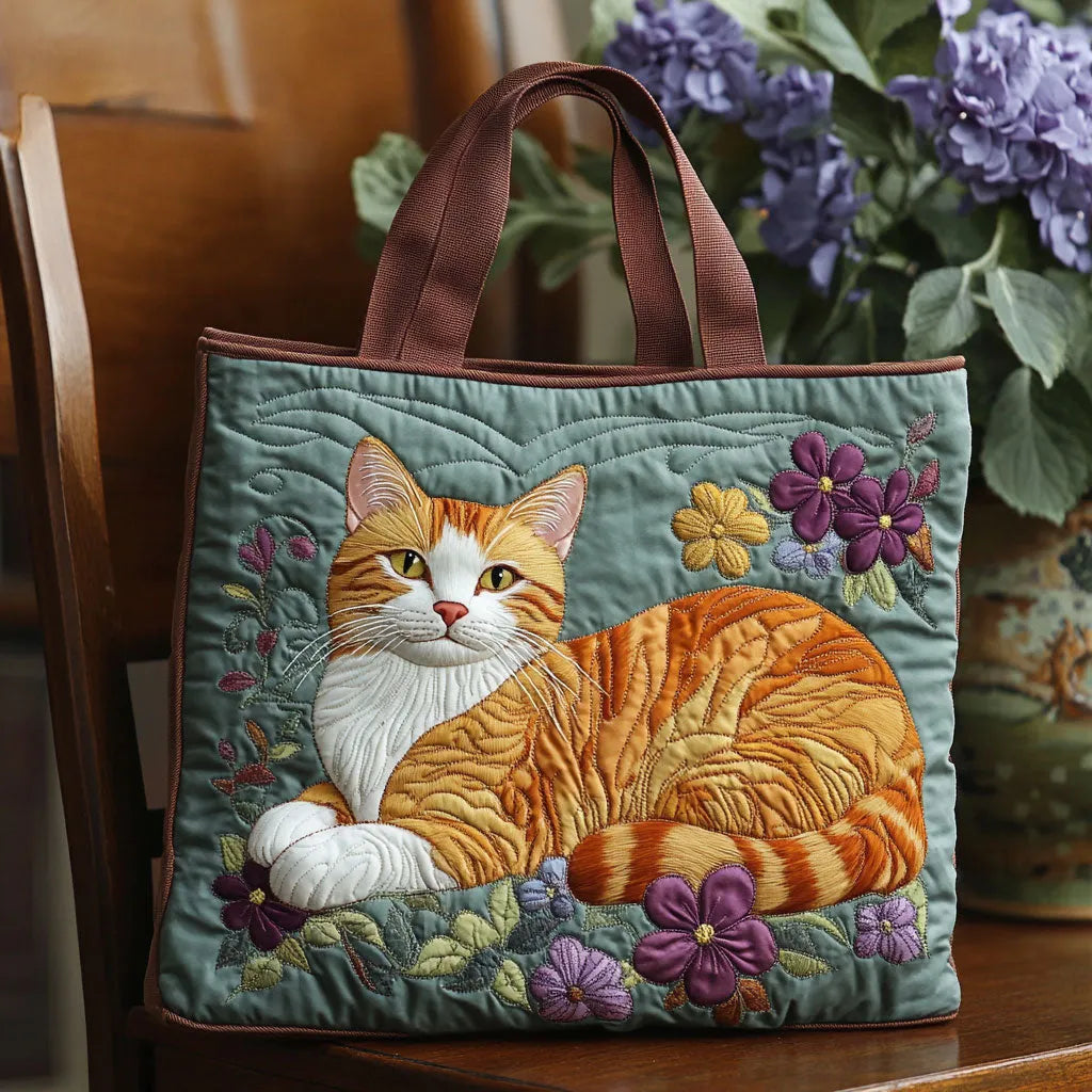 Bolso acolchado con estampado gato rojo