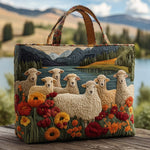 Bolso acolchado con estampado ovejas en el lago
