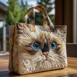 Bolso acolchado con estampado gato blanco con ojos azules