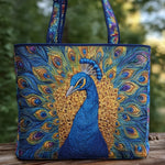 Bolso acolchado con estampado pavo real