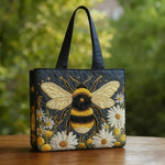 Bolso acolchado con estampado abeja con margaritas y estrellas