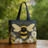 Bolso acolchado con estampado abeja con margaritas y estrellas