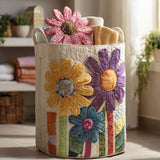 Canasta de ropa acolchada con estampado patrón floral antiguo