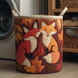 Canasta de ropa acolchada con estampado brasa de otoño