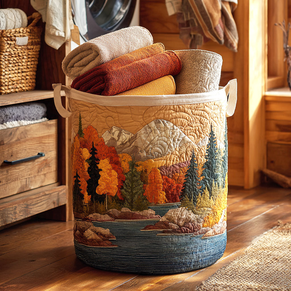 Canasta de ropa acolchada con estampado flujo de otoño