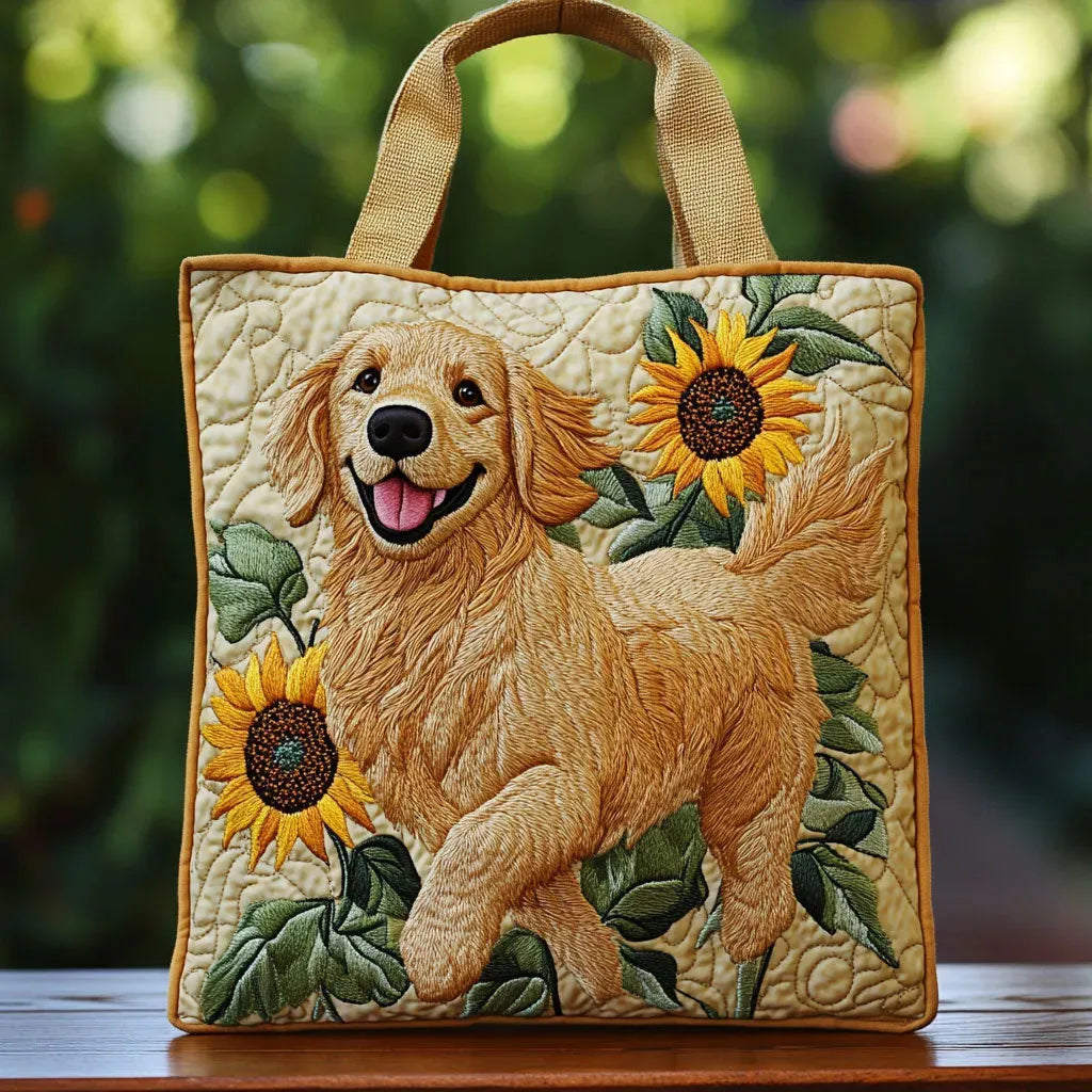 Bolso acolchado con estampado golden retriever