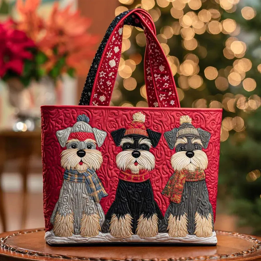 Bolso acolchado con estampado trío de schnauzers