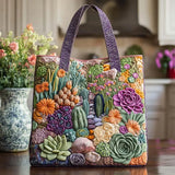 Bolso acolchado con estampado jardín de suculentas