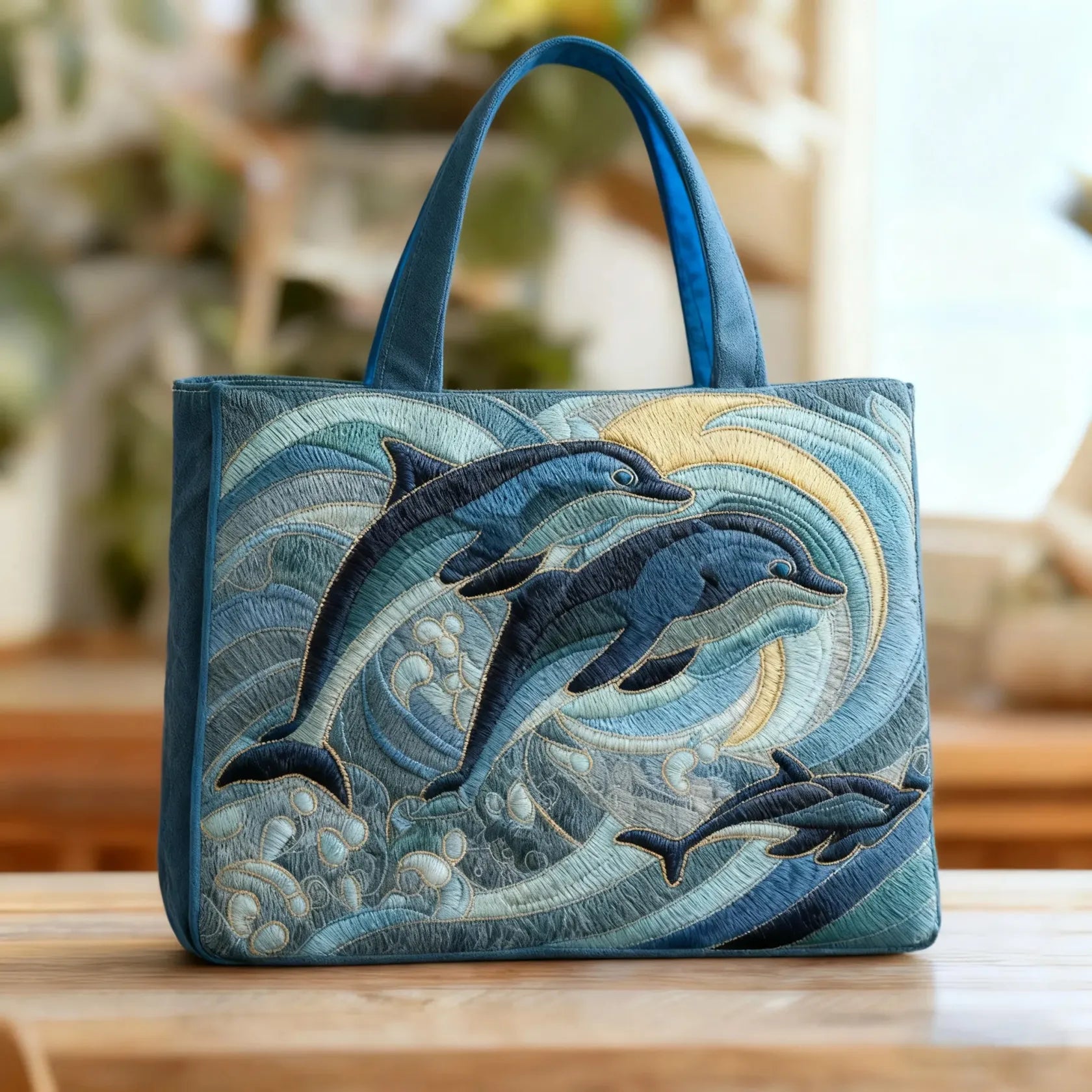 Bolso acolchado con estampado delfín del océano
