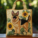 Bolso acolchado con estampado pastor alemán con flores