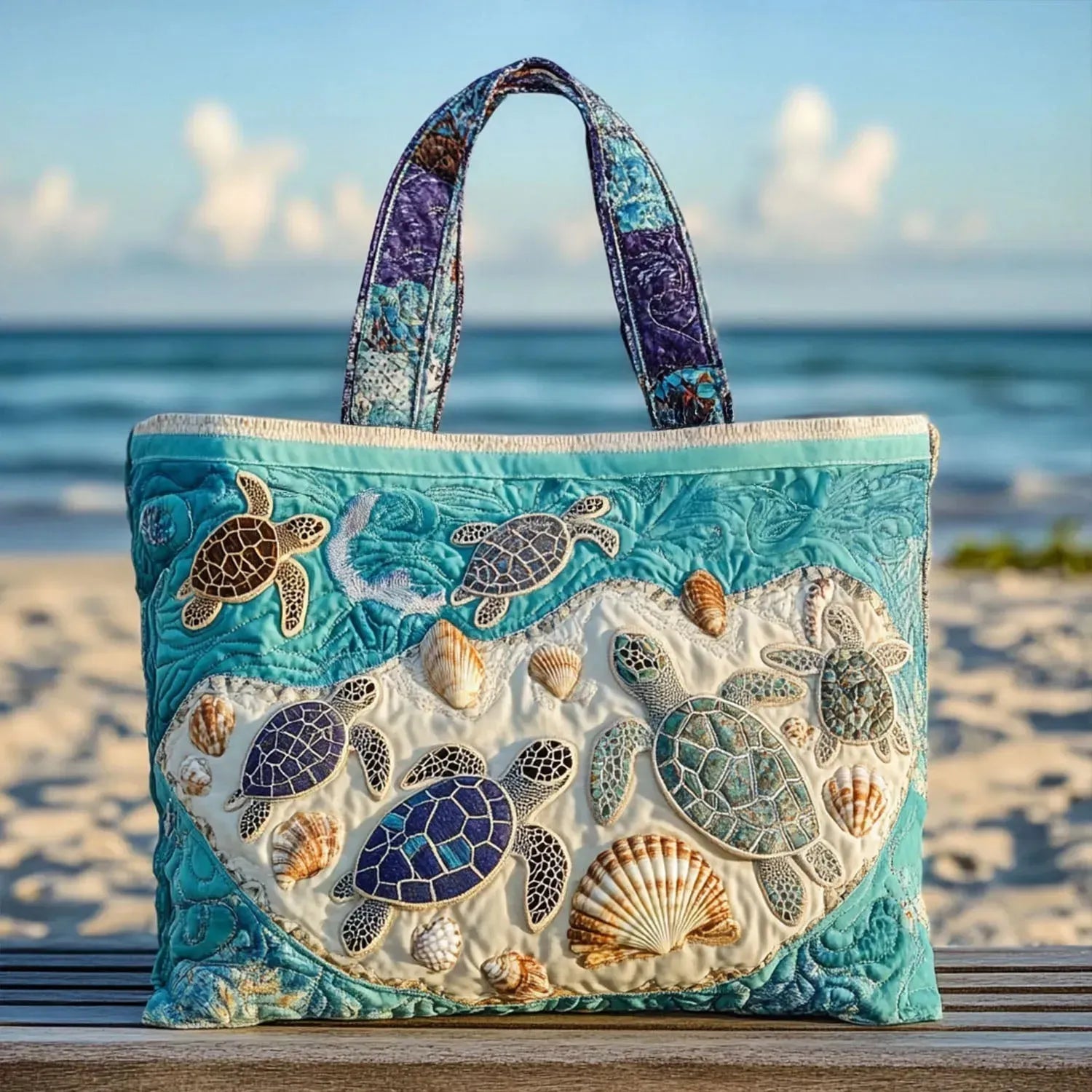 Bolso acolchado con estampado amor por las tortugas