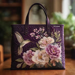 Bolso acolchado con estampado colibríes y orquídeas