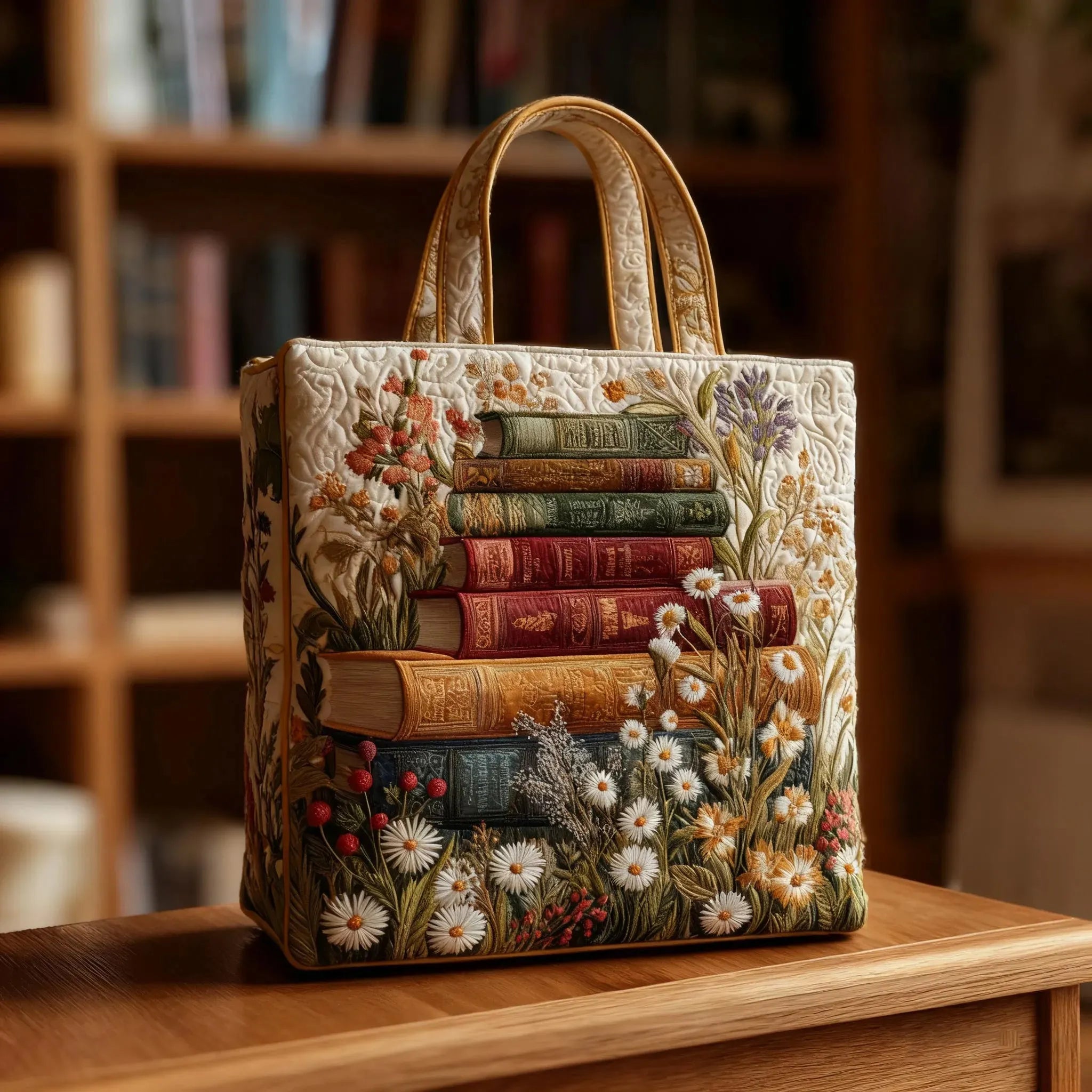 Bolso acolchado con estampado motivo floral