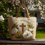Bolso acolchado con estampado cruz sagrada