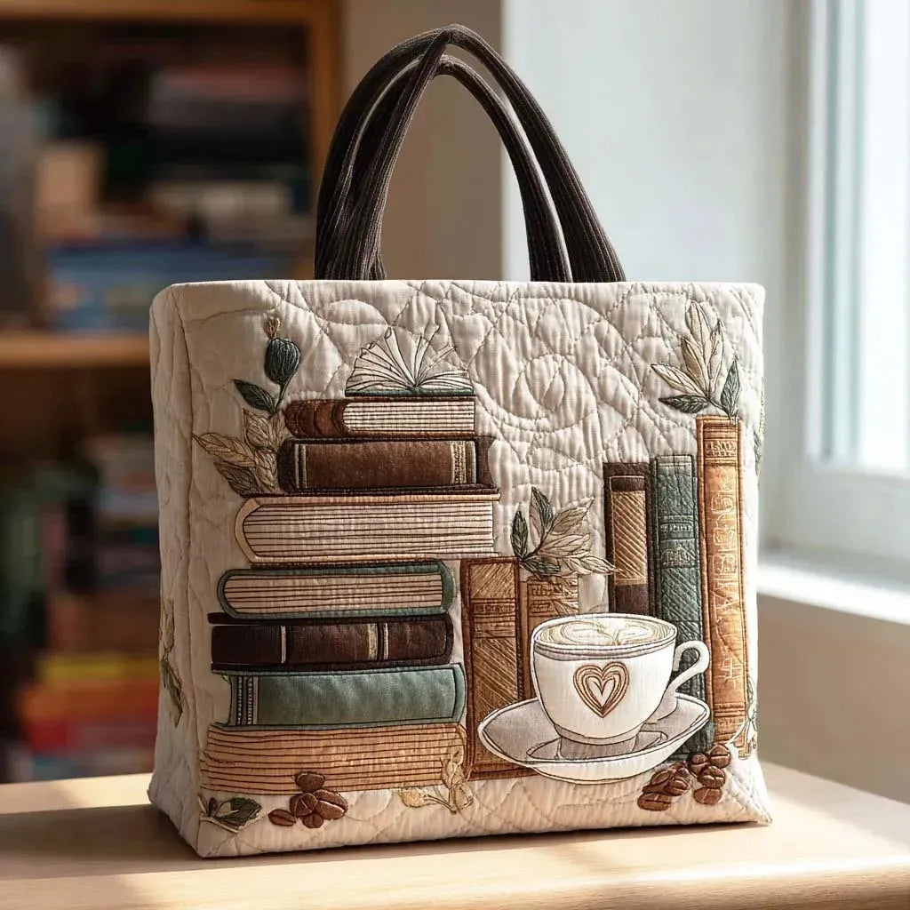 Bolso acolchado con estampado capítulo café