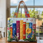Bolso acolchado con estampado biblioteca de flores