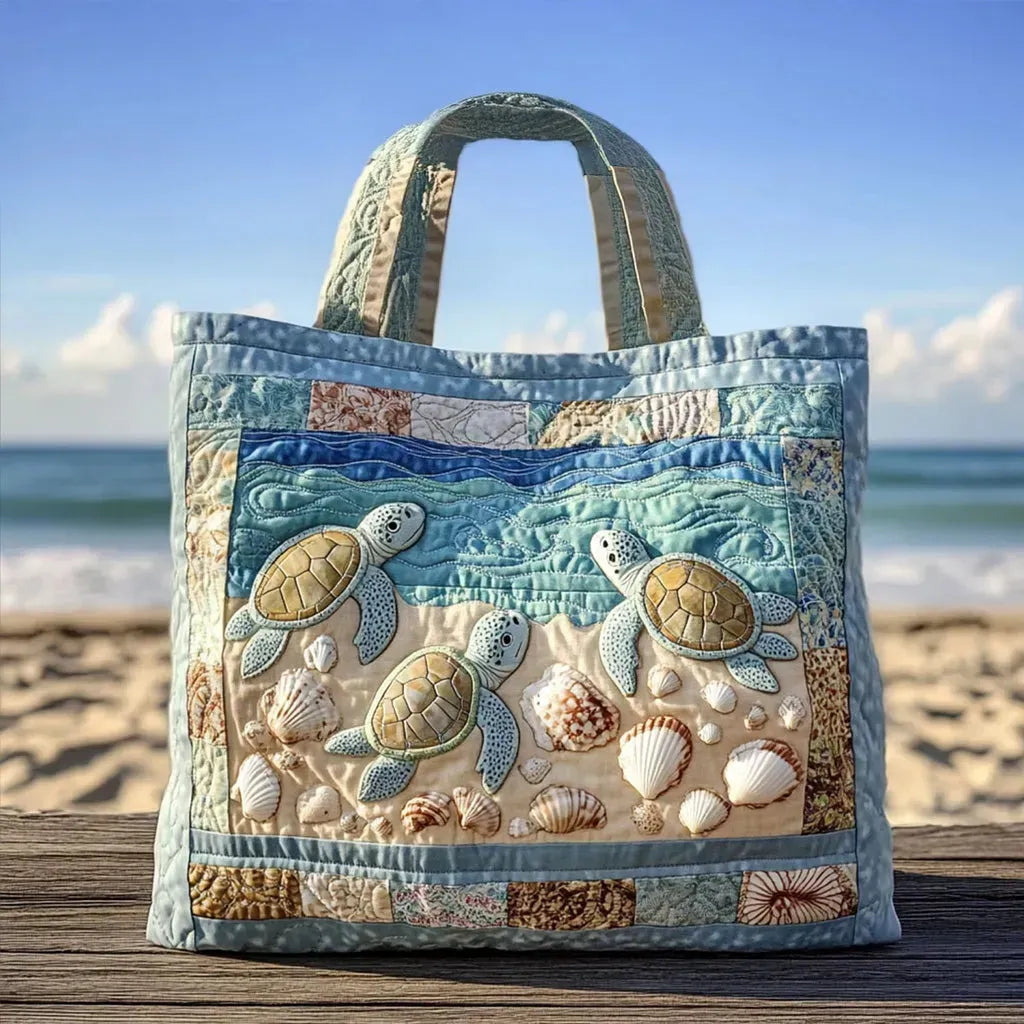 Bolso acolchado con estampado tortugas marinas