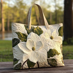 Bolso acolchado con estampado elegantes lirios blancos