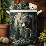 Canasta de ropa acolchada con estampado sendero de garras de oso