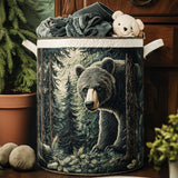 Canasta de ropa acolchada con estampado sendero de garras de oso