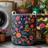 Canasta de ropa acolchada con estampado boho-patchwork