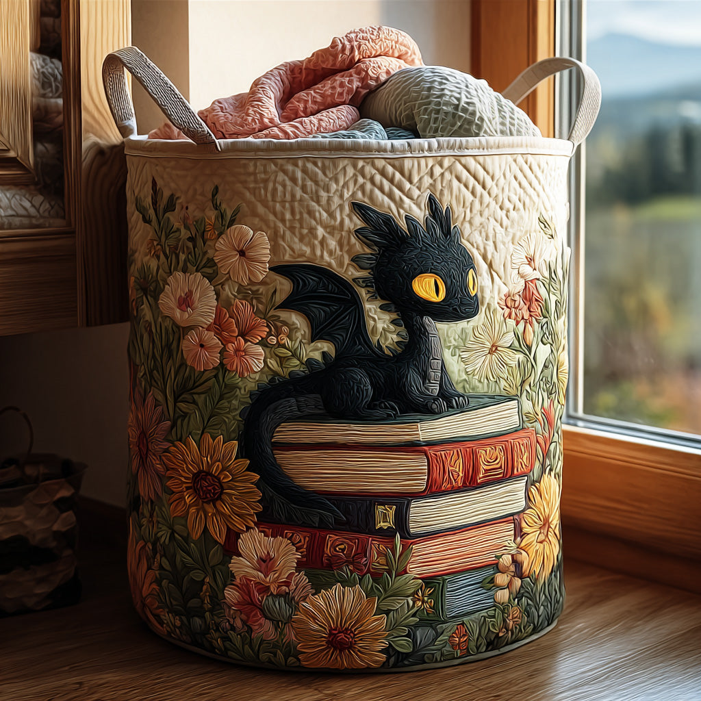 Canasta de ropa acolchada con estampado guardián de los libros
