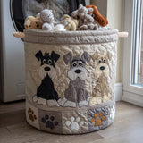 Canasta de ropa acolchada con estampado schnauzer en estilo cómic