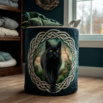 Canasta de ropa acolchada con estampado gato sombra celta