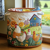Canasta de ropa acolchada con estampado granja de pollos