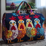 Bolso de viaje acolchado con estampado pollos coloridos