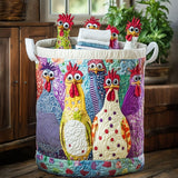 Canasta de ropa acolchada con estampado pollos de moda