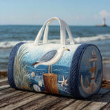 Bolso de viaje acolchado con estampado gaviota en la costa