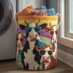 Canasta de ropa acolchada con estampado vaca tranquila