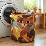 Canasta de ropa acolchada con estampado gato acogedor