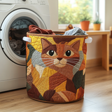 Canasta de ropa acolchada con estampado gato acogedor