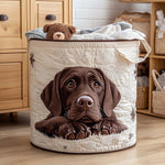 Canasta de ropa acolchada con estampado cachorro acogedor