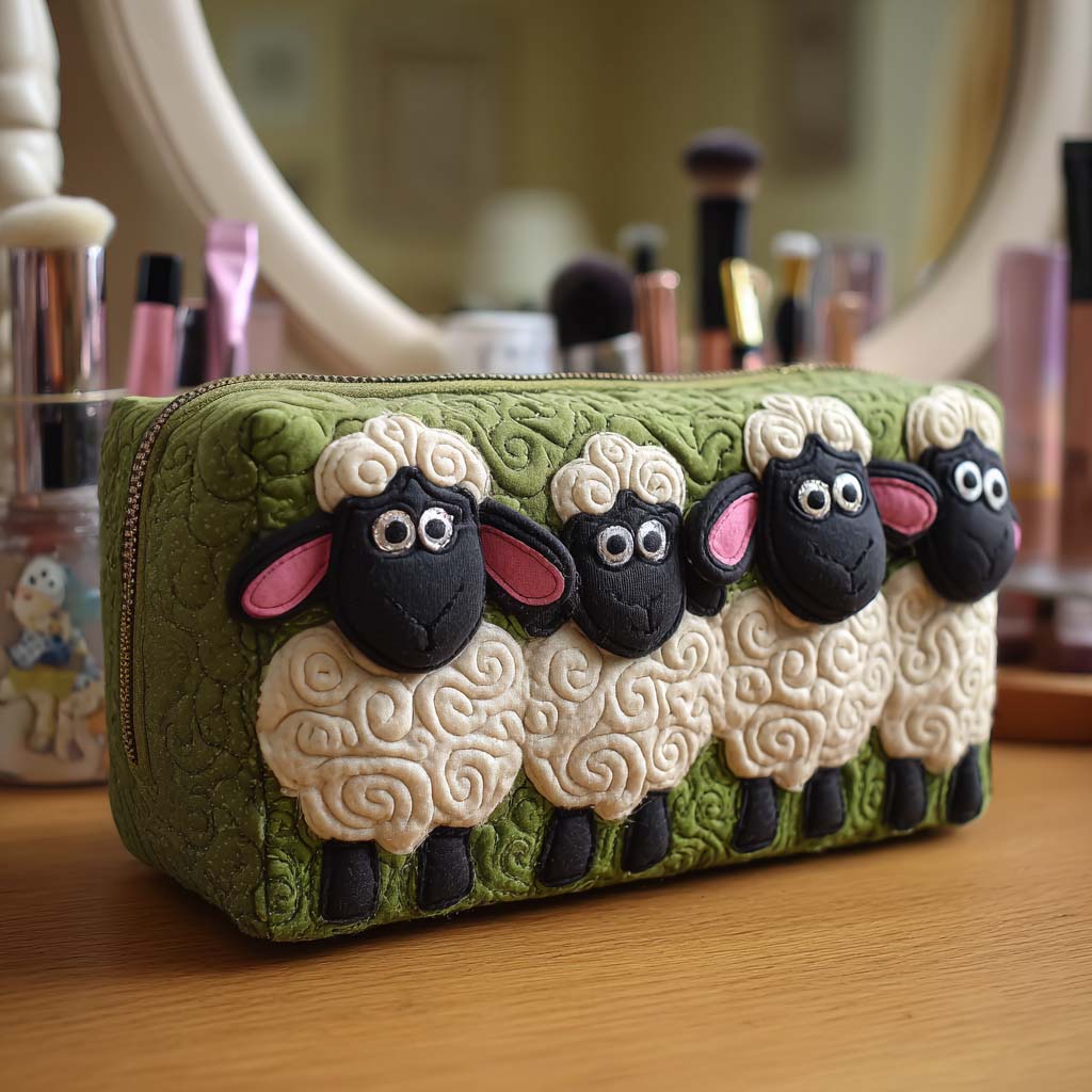 Cosmetiquera acolchada con estampado oveja