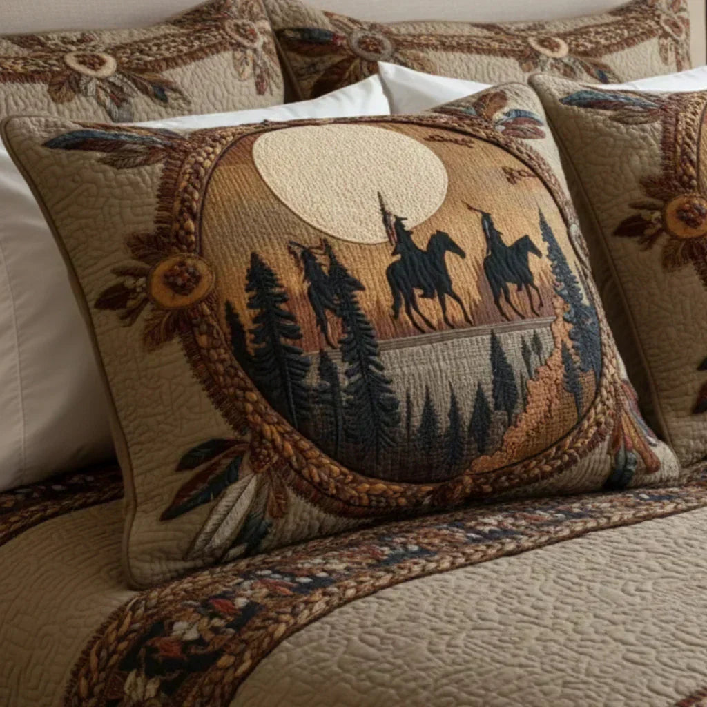 Funda de almohada acolchada con estampado círculo de atrapasueños