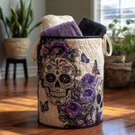 Canasta de ropa acolchada con estampado patrón de hueso