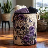 Canasta de ropa acolchada con estampado patrón de hueso