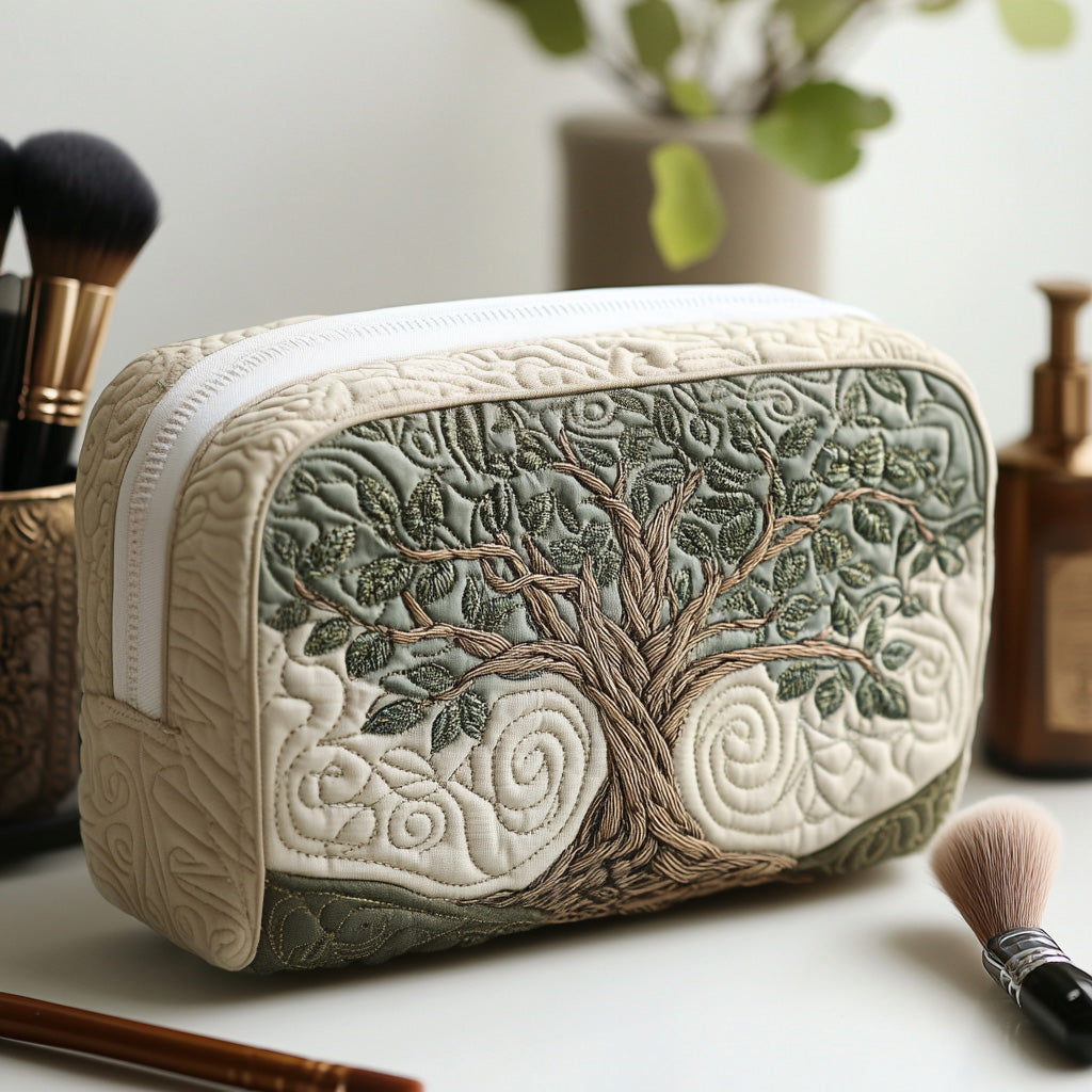 Cosmetiquera acolchada con estampado raíces eternas