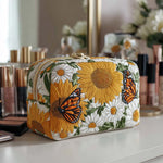 Cosmetiquera acolchada con estampado brillo floral