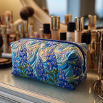 Cosmetiquera acolchada con estampado torbellino de flores
