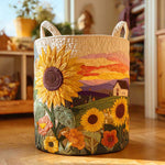 Canasta de ropa acolchada con estampado sueño de girasol