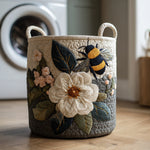 Canasta de ropa acolchada con estampado abeja y flor