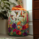 Canasta de ropa acolchada con estampado pliegues y flores