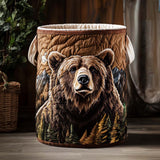 Canasta de ropa acolchada con estampado oso en el bosque