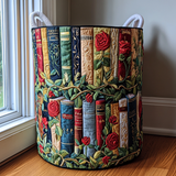 Canasta de ropa acolchada con estampado libros en el bosque
