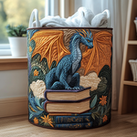 Canasta de ropa acolchada con estampado dragón del bosque