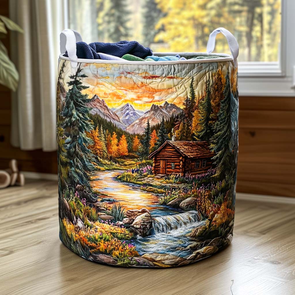 Canasta de ropa acolchada con estampado escape al bosque